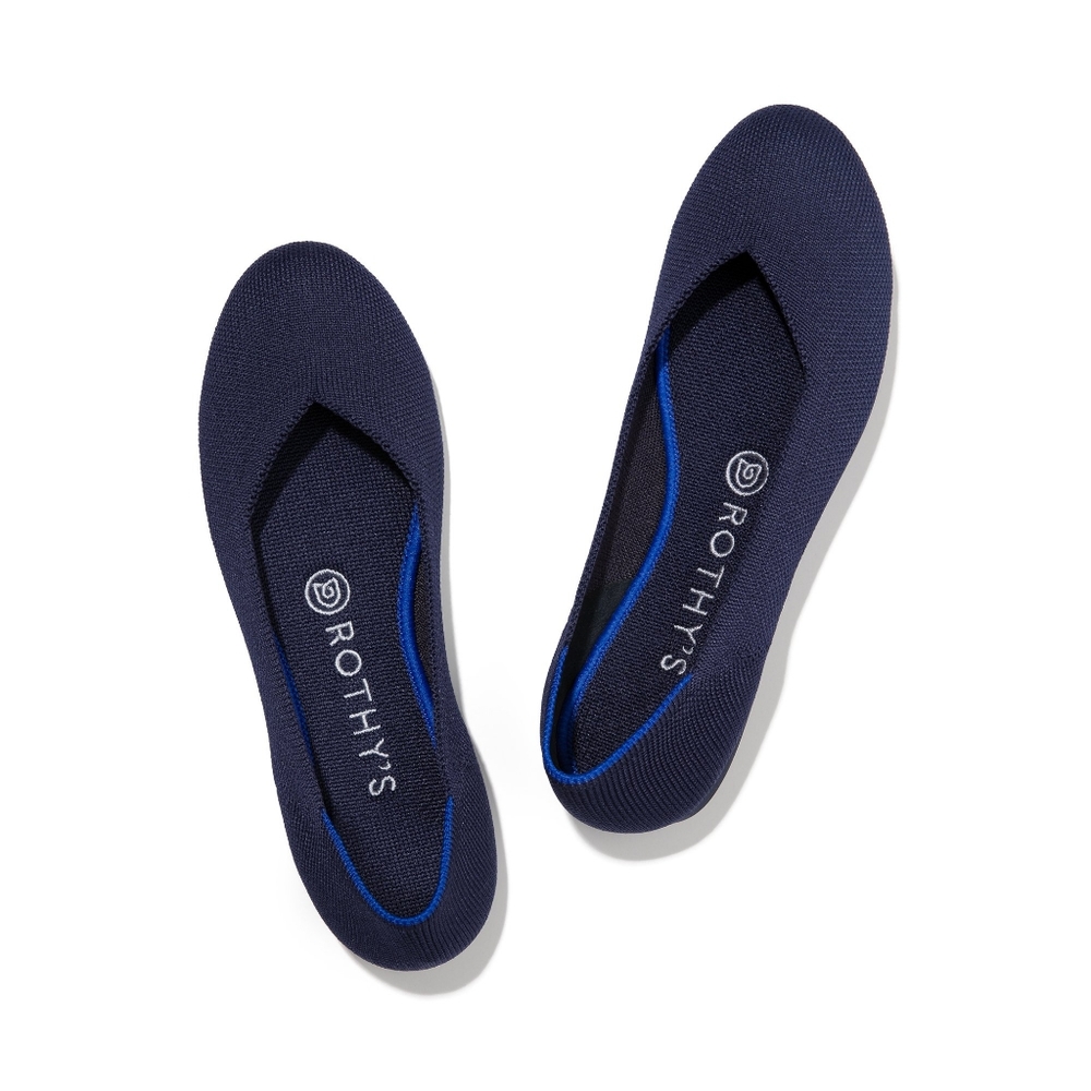 Navy Rothy's Round Toe Washable Flat